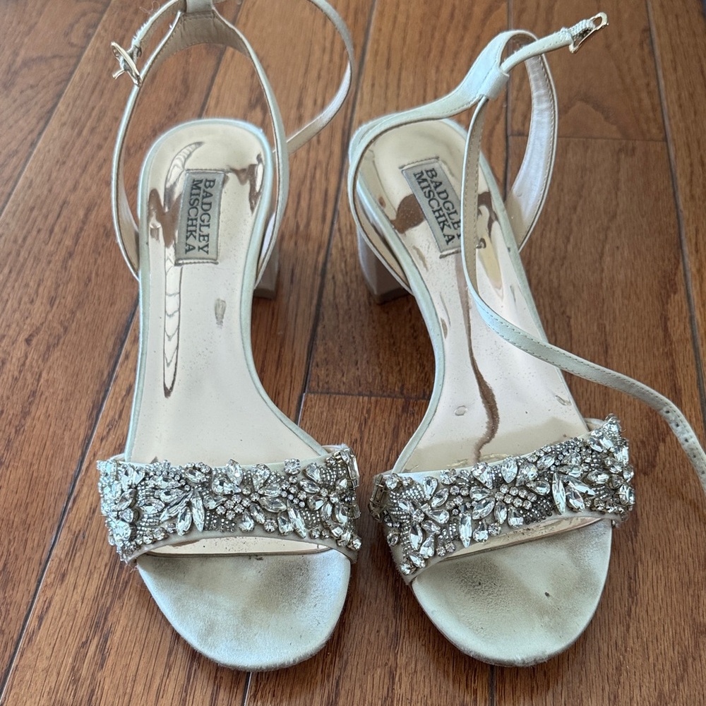 Badgley Mischka Silver Embellished Heels